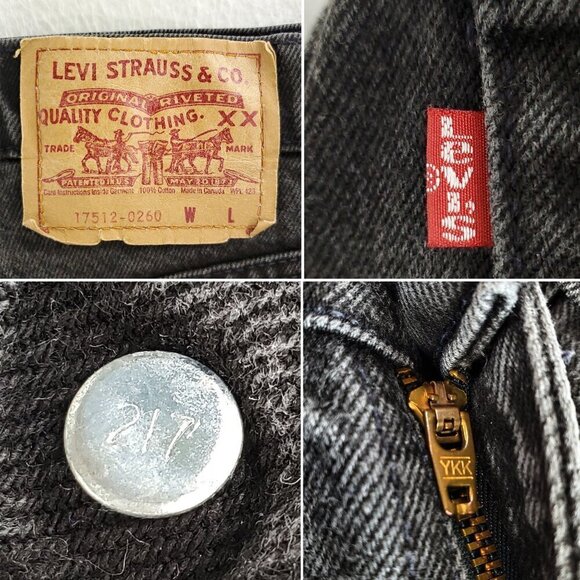 Levi's XX 512 Vintage High Waisted Jeans 90s Black Taper 17512 Women "11" 30x32 - Picture 4 of 12